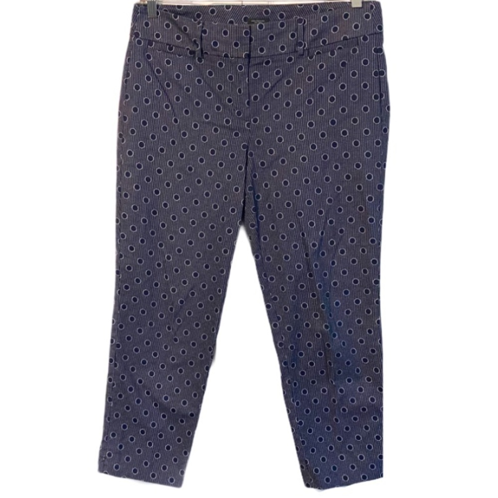 Ann Taylor navy polka dot stripes print pants 10